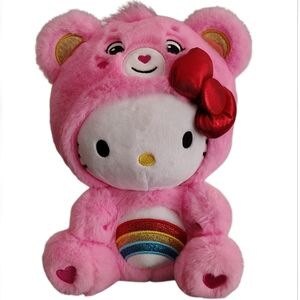 Hello Kitty X Cheer Bear Costume Stuffed Plushie Toy Pink